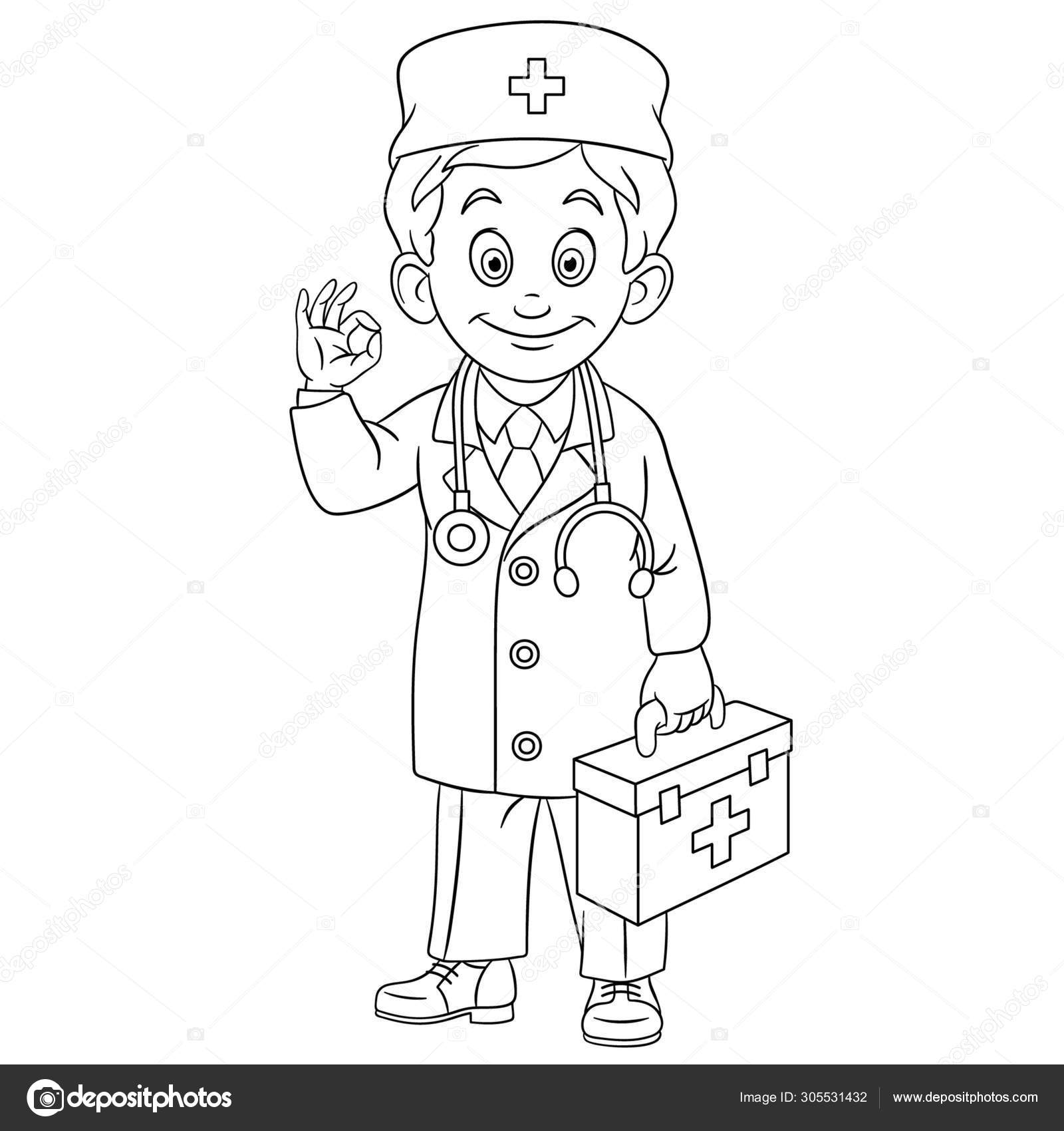 Desenhos Animados De Médico Com Kit De Primeiros Socorros. Carro De  Ambulância. Profissão. Medicina. Livro De Colorir Para Crianças Royalty  Free SVG, Cliparts, Vetores, e Ilustrações Stock. Image 67804650