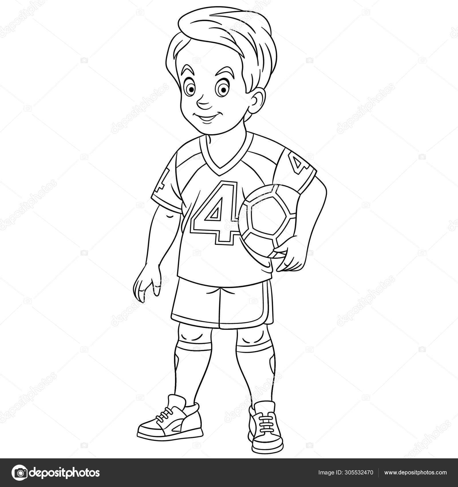 Desenhos de Os Meninos Jogando Futebol para Colorir e Imprimir 