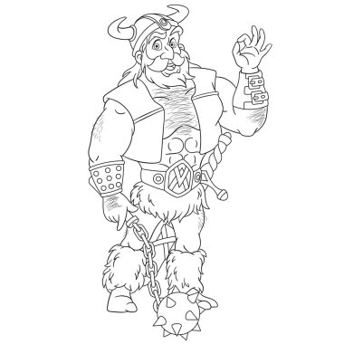eski viking savaşçı ile boyama sayfası