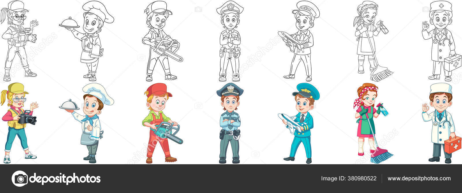 Download Coloring Pages Job People Cartoon Clipart Set Kids Activity Coloring Vector Image By C Sybirko Vector Stock 380980522