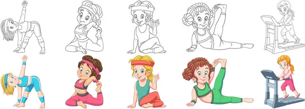 Coloring Pages Cartoon Children Clipart Set Kids Activity Coloring Book — Stock Vector