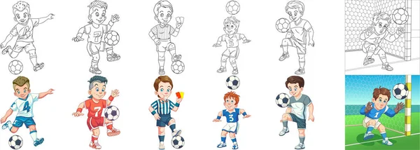 Páginas Para Colorear Deportes Dibujos Animados Juego Clipart Para Niños — Vector de stock