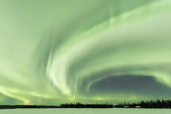 Aurora Borealis Vid Chena Insjöar Alaska — Stockfoto