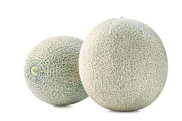 Närbild, urklipps bana, klippa ut, vacker klippa cantaluponmelon skalad melon isolerad på vit bakgrund — Stockfoto