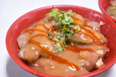 Bawan (Ba wan), Tayvanlı köfte incelik, lezzetli sokak gıda, kızarmış nişasta içinde domuz eti ile yuvarlak şekilli köfte sarılmış, yakın, kopya alanı