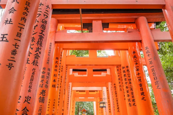 Kjóto, Japonsko-březen. 22, 2019: nádherná a krásná Senbon Torii ve svatyni Fushimi Inari Taisha, cestovatelský obraz v jarní době — Stock fotografie