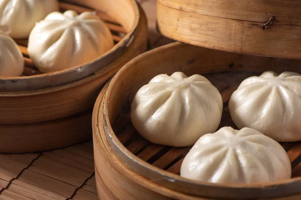 Delicious Baozi Chinese Steamed Meat Bun Ready Eat Serving Plate — Stock Photo, Image