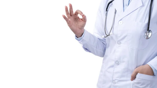 Female Doctor Body Part Hand Gesture Young Woman Physician Stethoscope — Stock Photo, Image