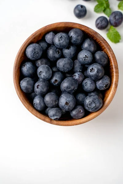 Blueberry Fruit Vue Dessus Isolé Sur Fond Blanc Plan Plat — Photo