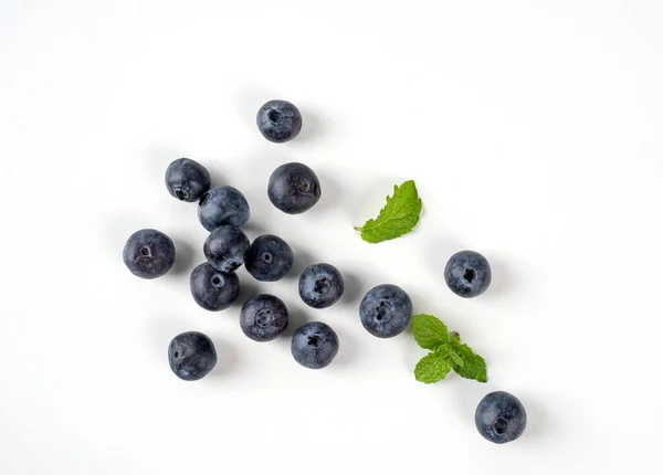 Blueberry Fruit Vue Dessus Isolé Sur Fond Blanc Plan Plat — Photo