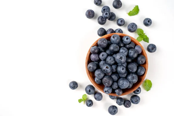 Blueberry Fruit Vue Dessus Isolé Sur Fond Blanc Plan Plat — Photo