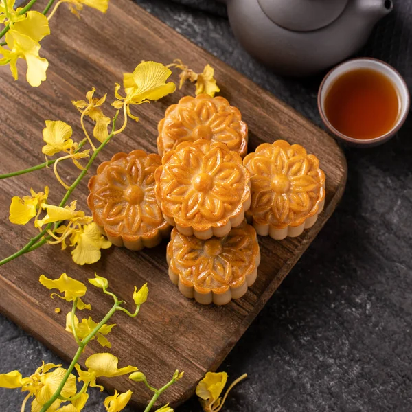 Mooncake Moon Cake Mid Autumn Festival Concept Traditional Festive Food — Stock Photo, Image