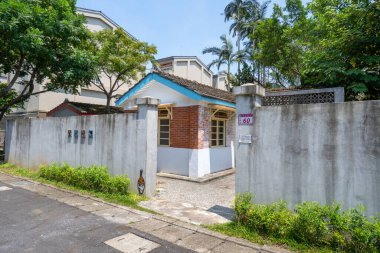 Taoyuan, Tayvan - 2 Eylül 2020: Matsu New Village Sanat Parkı, Zhongli İlçesi 'nde kültürel varlık koruma mirasının geleneksel evi, askeri bağımlıların köyü.