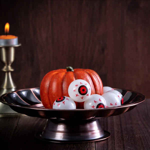 Decorazione Spettrale Halloween Concetto Festival Dell Orrore Lanterna Zucca Con — Foto Stock