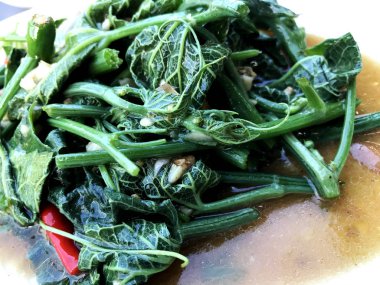 Chayote istiridye sosu yaprakları 