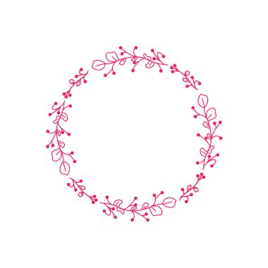 Yaz geçmişi. Kart, davetiye, baskı için basit çerçeve deseni. Güzel kırmızı Floral çerçeve yaprak siluetleri ile trendy dekorasyon. Yaprakları doğa vektör el çizilmiş illüstrasyon