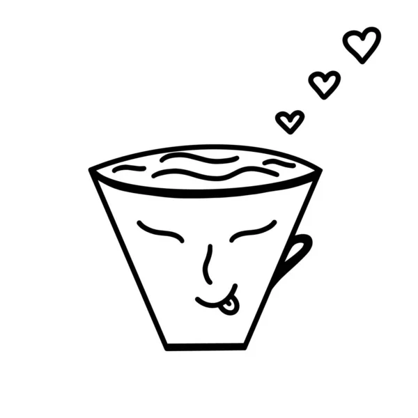 Vecteur Tasse Café Thé Avec Des Coeurs Bouddha Visage Icône — Image vectorielle