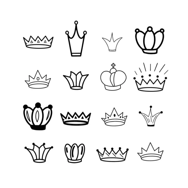 Crowns Tiara Diadem Sketch Crown Hand Drawn Queen Tiara King — Stock Vector