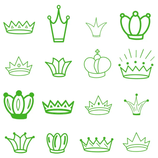 Coroa Esboço Big Set Coroas Elegante Rainha Tiara Real Coroa —  Vetores de Stock