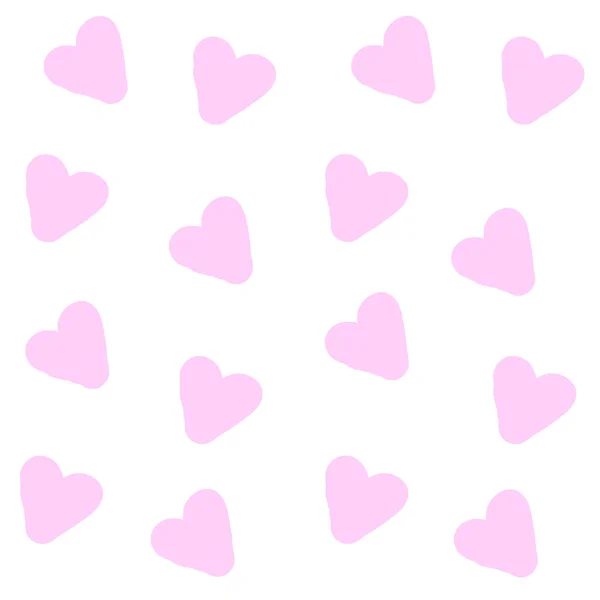 手描きのピンクハーツ背景テクスチャベクトルイラスト パターンバレンタインデー 結婚式 誕生日の休日 装飾のためのパステルロマンチックなポスター 甘いヴィンテージハートテンプレートは 白に分離 — ストックベクタ
