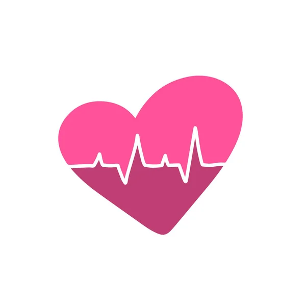 Roze Heartbeat Monitor Pulse Line Art Logo Cute Medic Bloeddruk — Stockvector