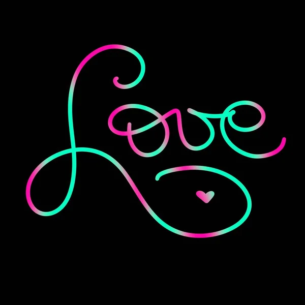 Love Heart Hand Written Lettering Sign Love Little Heart Neon — Stock Photo, Image