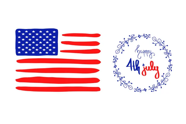Happy 4Th July Usa Independence Day Greeting Card Vector American — Stock Vector