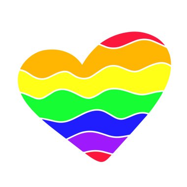 Kalp lgbt bayrağı. Gökkuşağı kaligrafi ilham grafik tasarım tipografi elemanı. Çizilmiş vektör işareti. Protesto lgbt ayrımcılık ataerkil cinsiyetçilik kadın erkek. Homoseksüel illüstrasyona karşı sembol