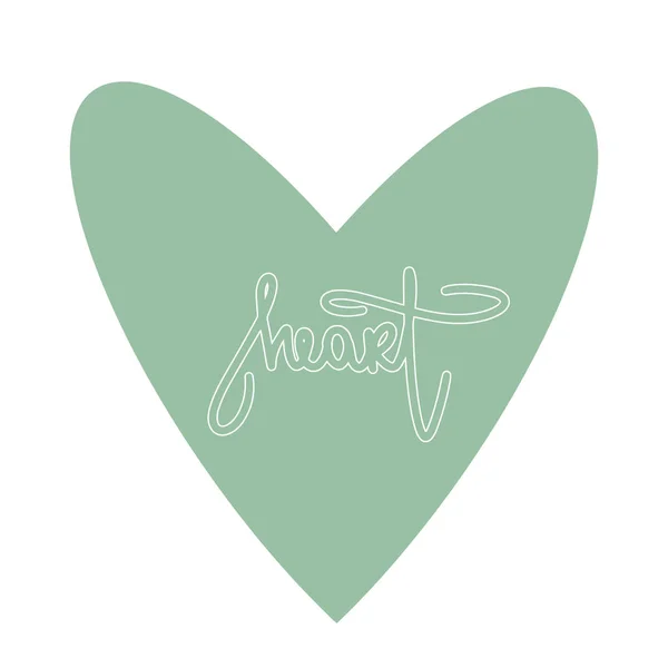 Caligrafía Pastel Verde Amor Corazón Palabra Signo Diseño Caligráfico Dibujado — Archivo Imágenes Vectoriales