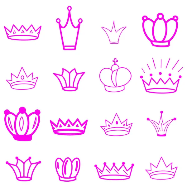 Coroa Rosa Tiara Diadem Coroas Esboço Rei Rainha Desenhado Mão —  Vetores de Stock
