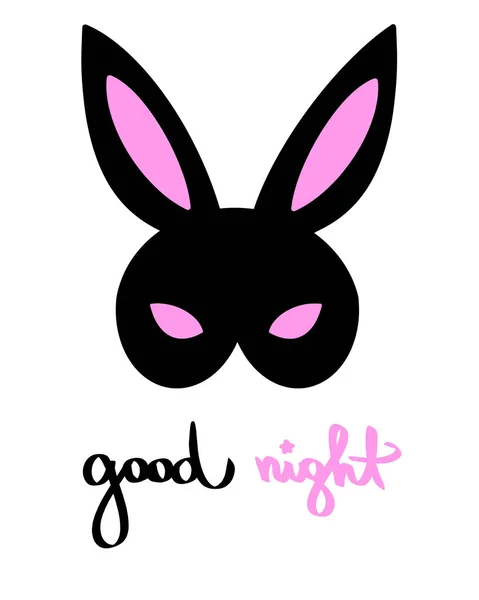 Good Night Happy Bunny Bdsm Mask Venetian Woman Masquerade Costume — Stock Vector