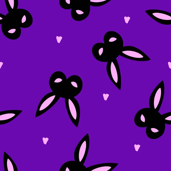 Bunny Bdsm Máscara Violeta Patrón Sin Costuras Fondo Feliz Mujer — Archivo Imágenes Vectoriales
