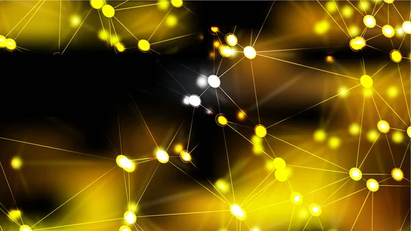 Connecting Dots and Lines Black and Gold Abstract Background