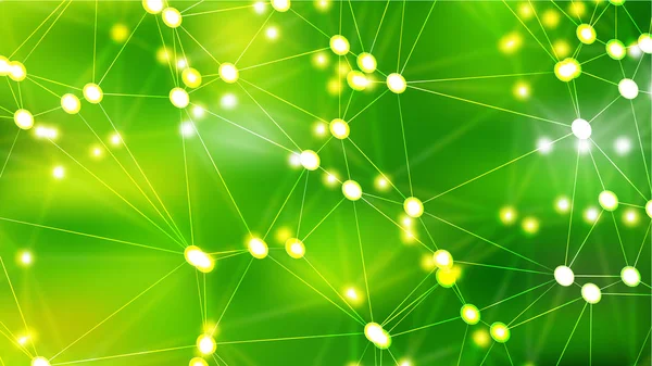 Connecting Dots and Lines Green Abstract Background