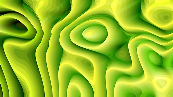 Abstract 3D groen en geel gebogen lijnen achtergrond — Stockfoto