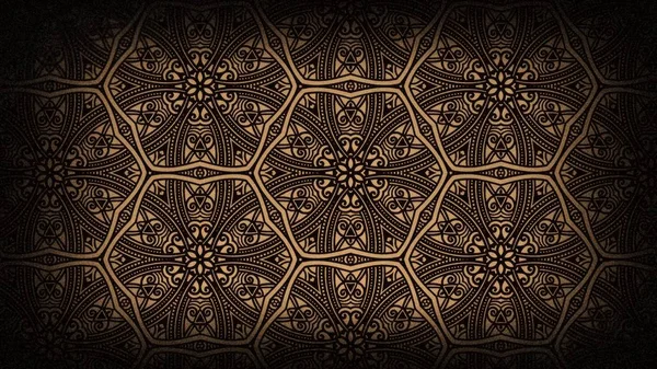 Чорно-коричневий Вінтажний декоративний орнамент шпалери візерунок — стокове фото