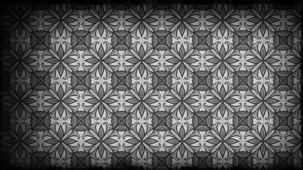 Black and Gray Vintage Decorative Decorative Floral Pattern Wallpaper Design — стоковое фото