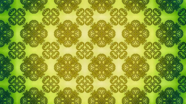Groene en gele bloemen ornament achtergrond patroon sjabloon — Stockfoto