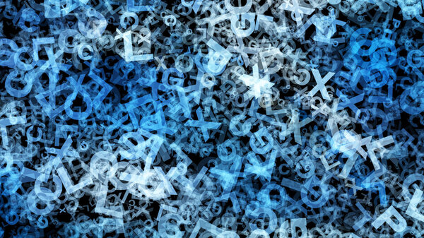 Синий чёрно-белый алфавит
