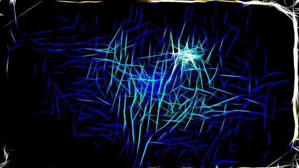 Resumen Azul fresco Fractal resplandeciente Líneas de luz caótica Fondo — Foto de Stock