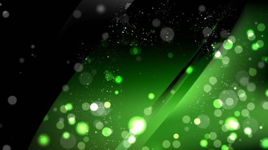 Soyut Yeşil ve Siyah Bokeh Işıklar Arka Plan Vektör