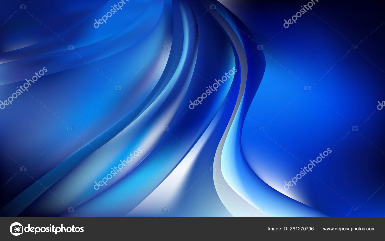 Abstract Glowing Blue Black And White Wave Background Stock