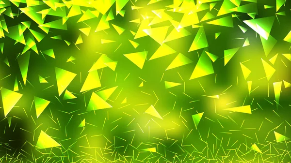 Soyut Yeşil ve Sarı Geometrik Üçgen Arka Plan Vektör Grafiği — Stok Vektör