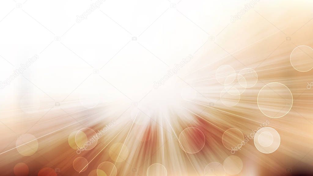 Brown and White Bokeh Background with Light Rays Vector Art