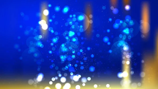 Azul e dourado desfocado Bokeh fundo ilustração — Vetor de Stock