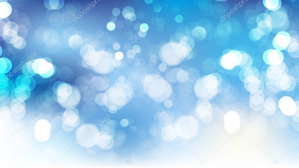 Abstract Blue and White Bokeh Defocused Lights Background