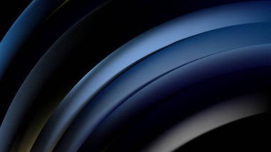 Soyut Siyah ve Mavi Kavisli Çizgili İllüstrasyon