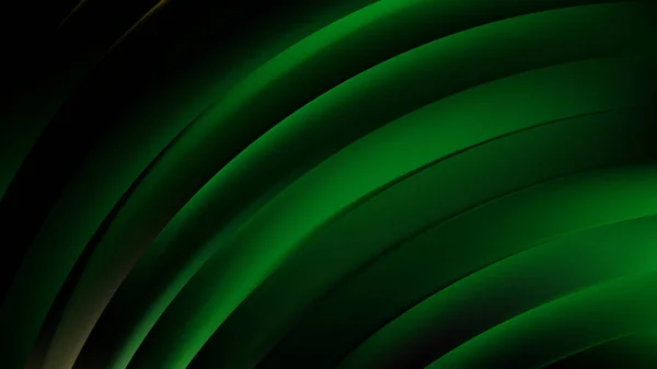 Fondo de rayas curvas brillantes verdes y negras abstractas — Vector de stock