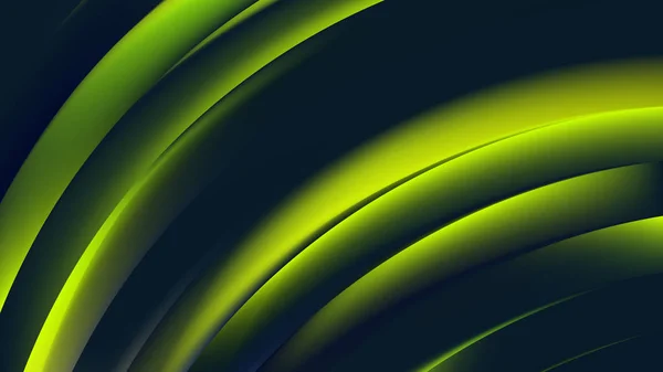 Abstrato verde e preto brilhante curvo listras fundo imagem — Vetor de Stock