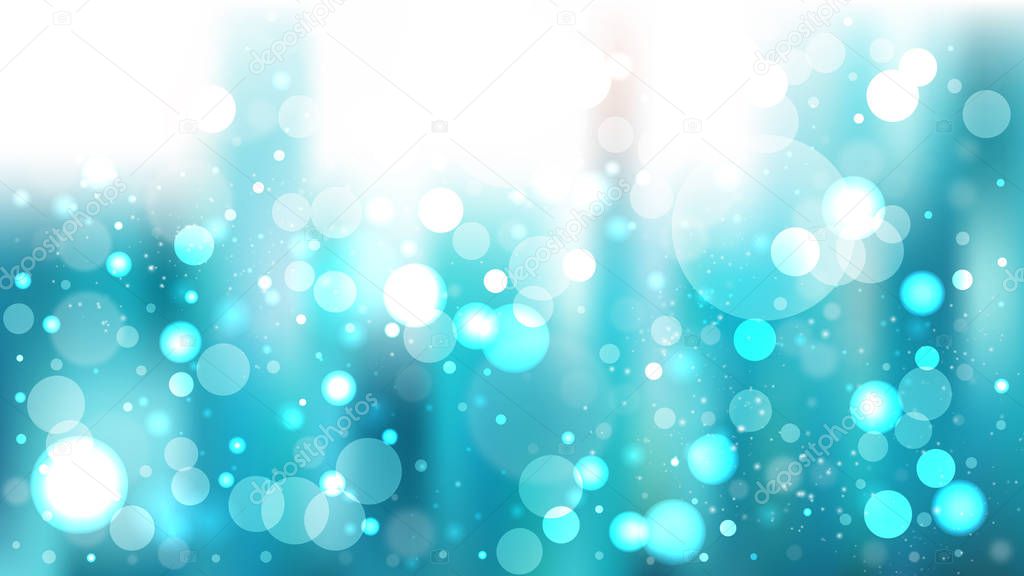 Turquoise and White Bokeh Defocused Lights Background Vector Art